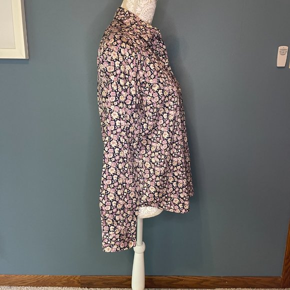 Chaps no iron purple floral long sleeve button down women’s shirt size large. - Picture 6 of 10